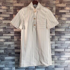 Pre Owned Pearl by Lela Rose XS Striped Mini  Denim Tunic Dress